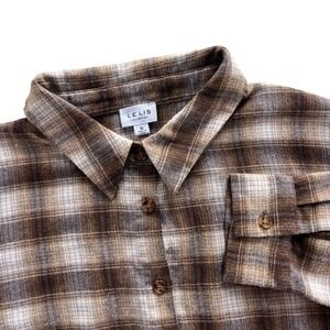 Le Lis Collection Women's M Brown Tan Plaid Crop Flannel Button Down Boho Rustic
